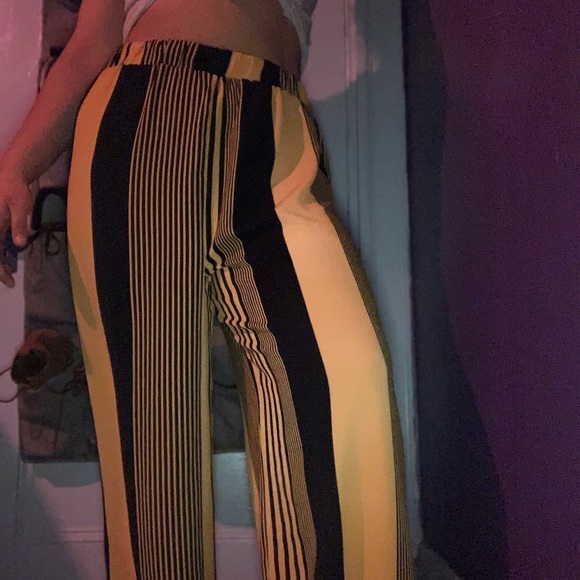 Black and Yellow striped plus size wide cuff pant - Picture 4 of 5